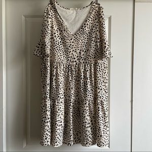 White Leopard Tiered Maternity Dress
